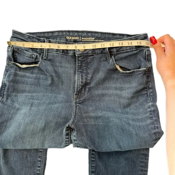 Old Navy Rockstar Built-in Sculpt Skinny Jeans in Dark Blue Wash Size 14 - Picture 8 of 10
